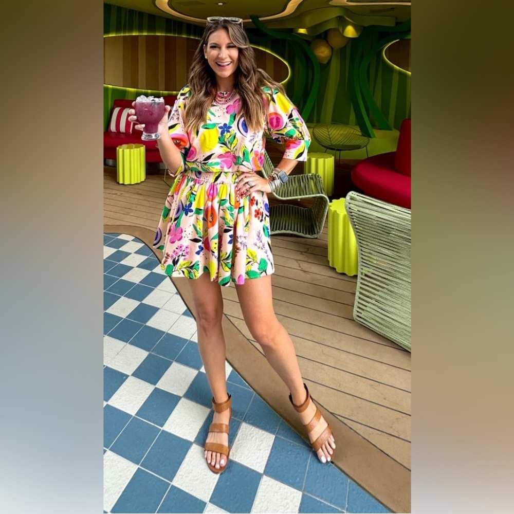 Floral Multi-Color Short Dress - Women